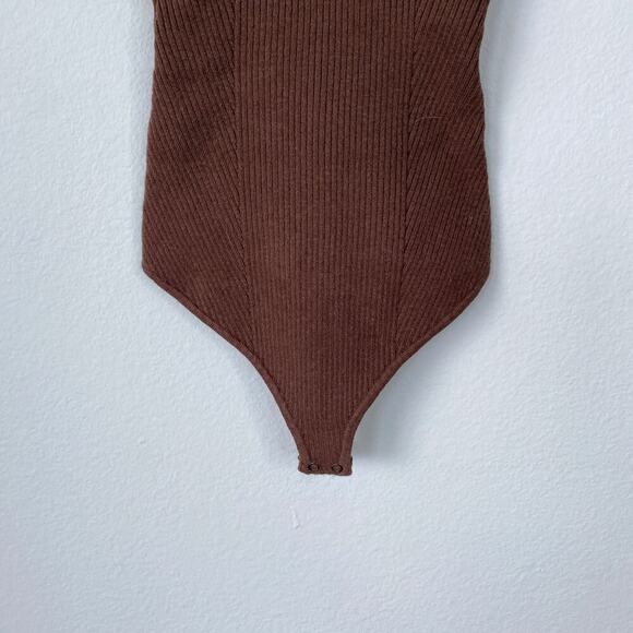 ABERCROMBIE & FITCH Sweater Sweetheart Bodysuit Cinnamon Brown Elevated Size XS - Picture 5 of 8